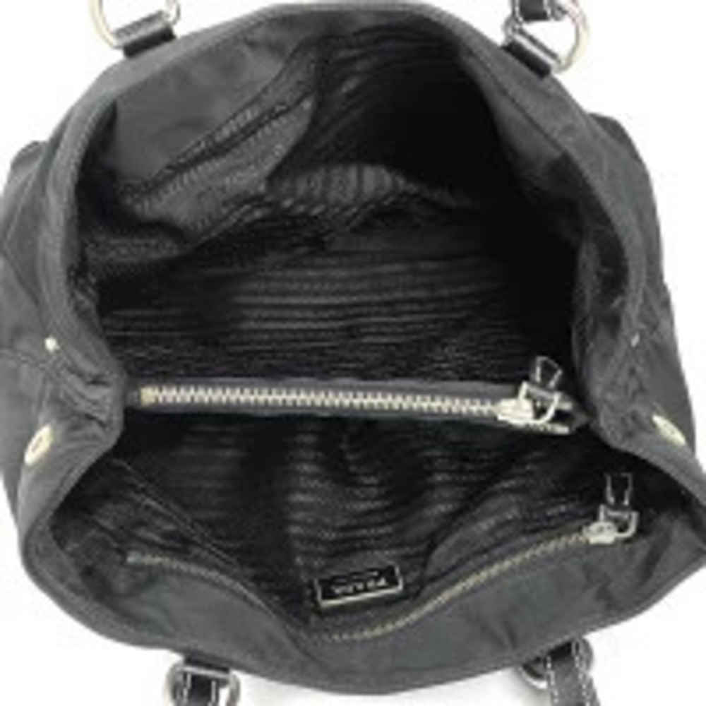 Prada Plate Tote Bag Handbag Shoulder Nero Black - Picture 6 of 6